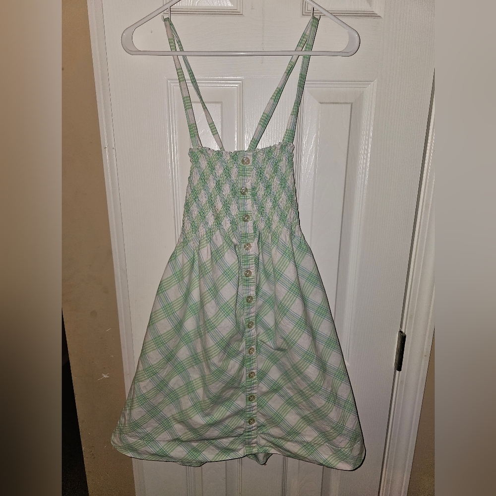Y2K Roxy Green and White Plaid Dress